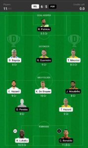 BEL vs POR Dream11 Team Prediction