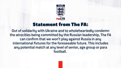 England Not To Play Football With Russia In The Foreseeable Future Owing To War With Ukraine