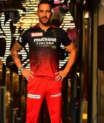 Faf du Plessis, DK, Harshal walk the ramp at jersey launch of RCB