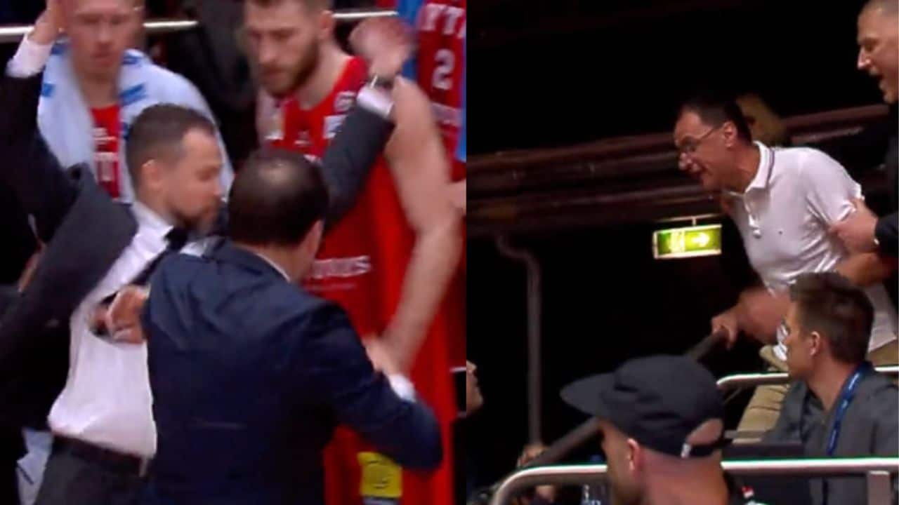 Watch Nenad Canak Pushes Rytas Head Coach Giedrius Zibenas Before Fighting With Vilnius Owner, Video Viral On Twitter
