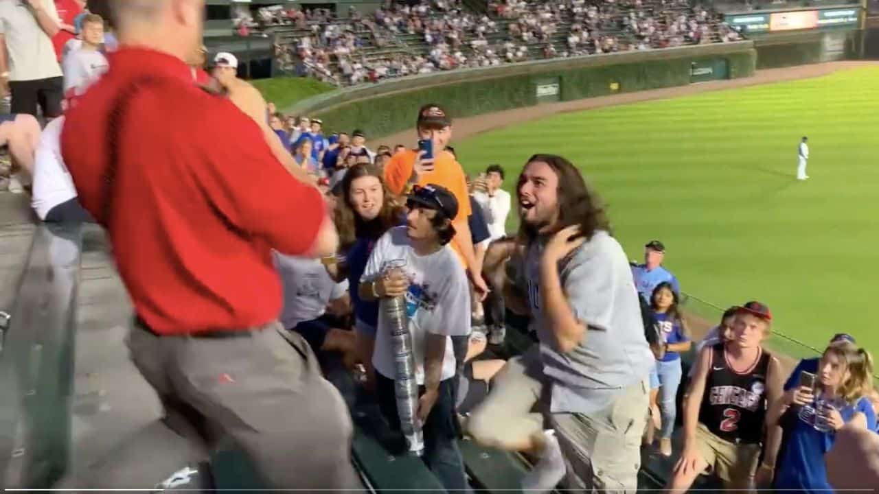 Watch Chicago Cubs Fan Fight Each Other In Stands As One Is Smashed Down The Bleachers By Another Supporter in Wrigley Field, Video Goes Viral