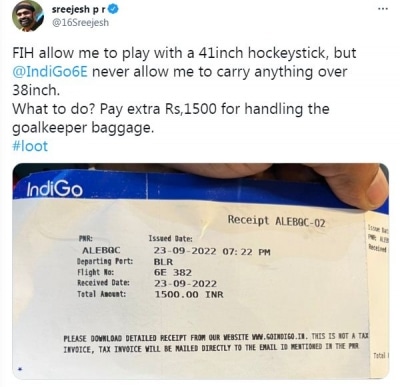 Hockey goalkeeper Sreejesh slams airline for charging extra for handling “goalkeeper baggage”