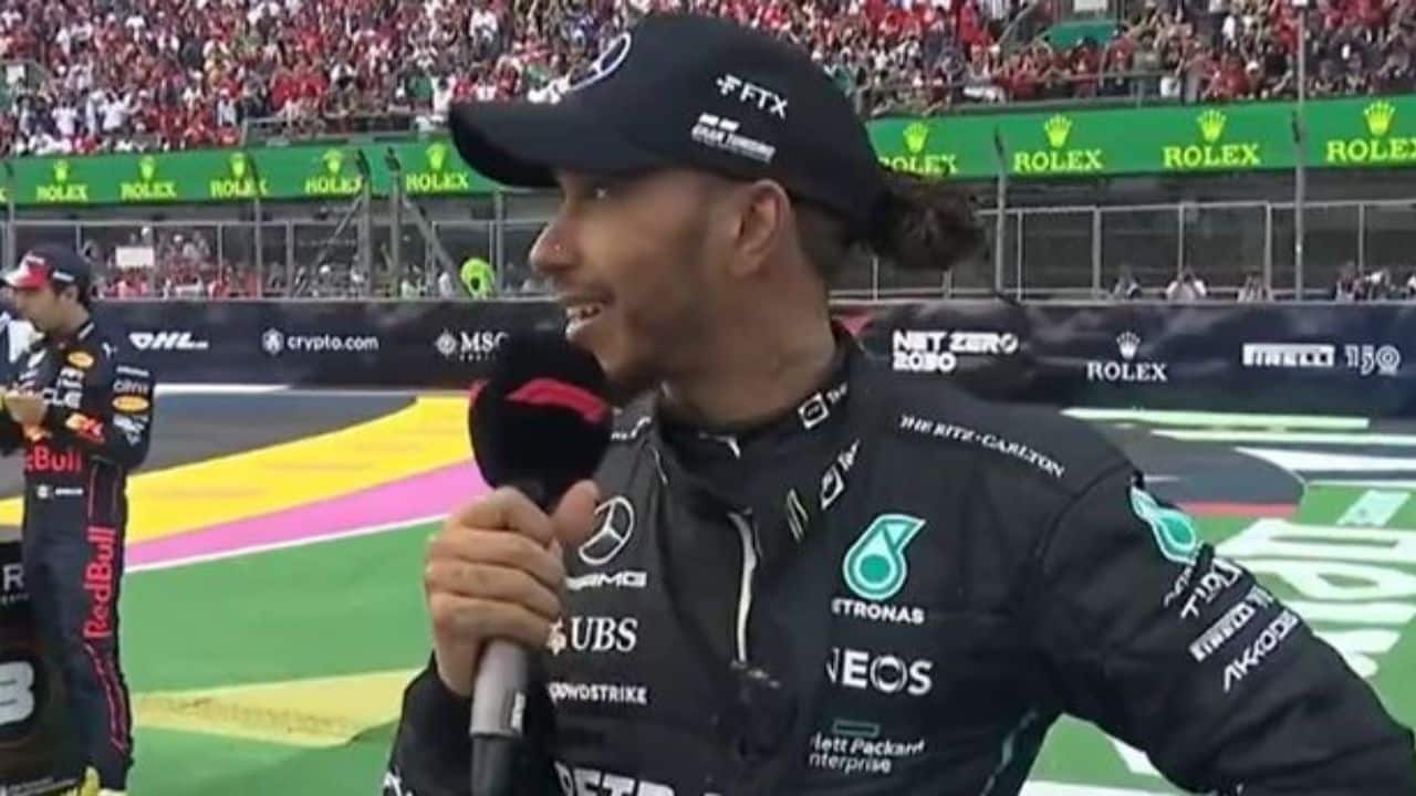 Watch Sergio Perez Defense Of Lewis Hamilton As Hes Booed By Fans At The Mexican Gp 2022 Video 