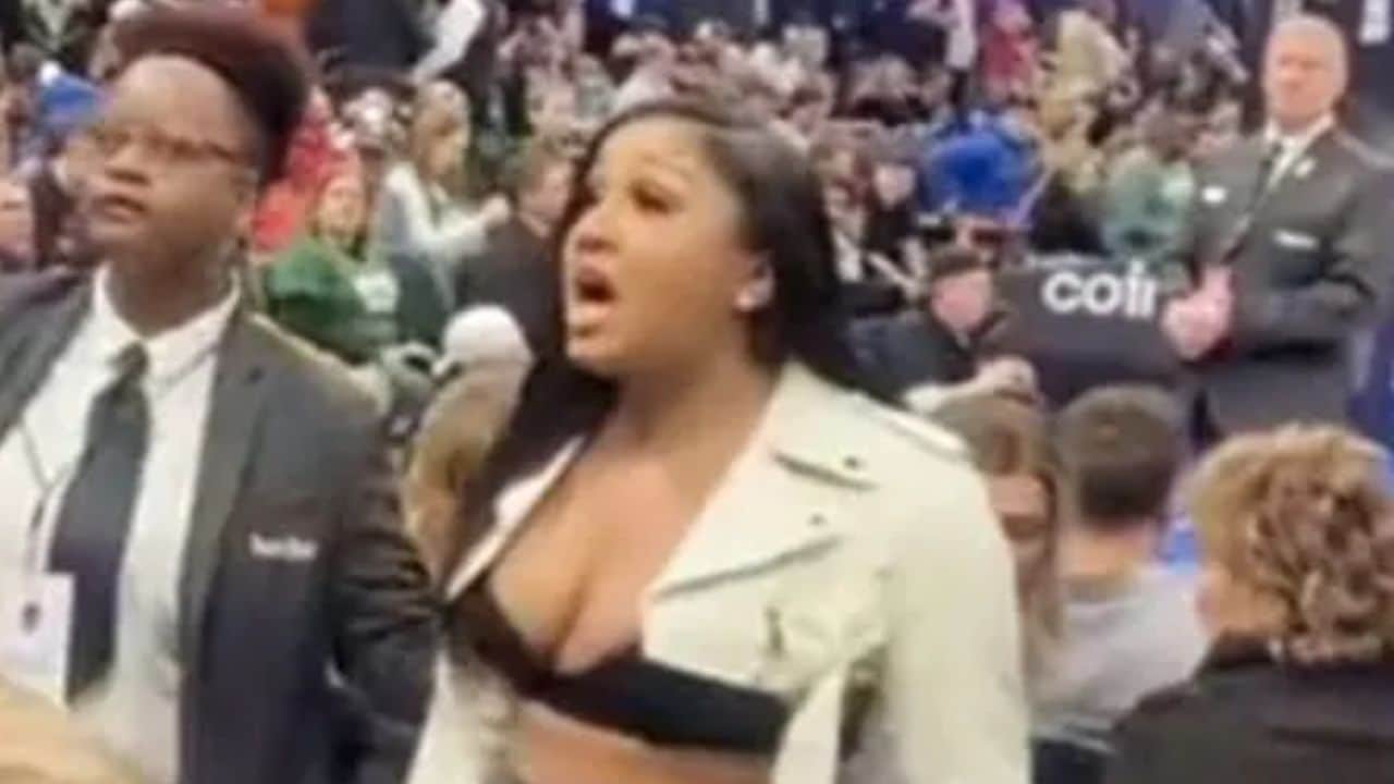 Watch Sixers female fan in quirky outfit catches her boyfriend cheating on her during game vs Bucks, video goes viral