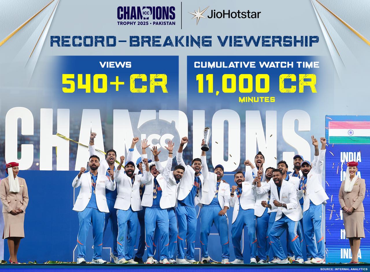 JioHotstar Concludes ICC Men’s Champions Trophy 2025 with Record-Breaking Viewership; Sets New Industry Benchmarks for Live Sports Streaming