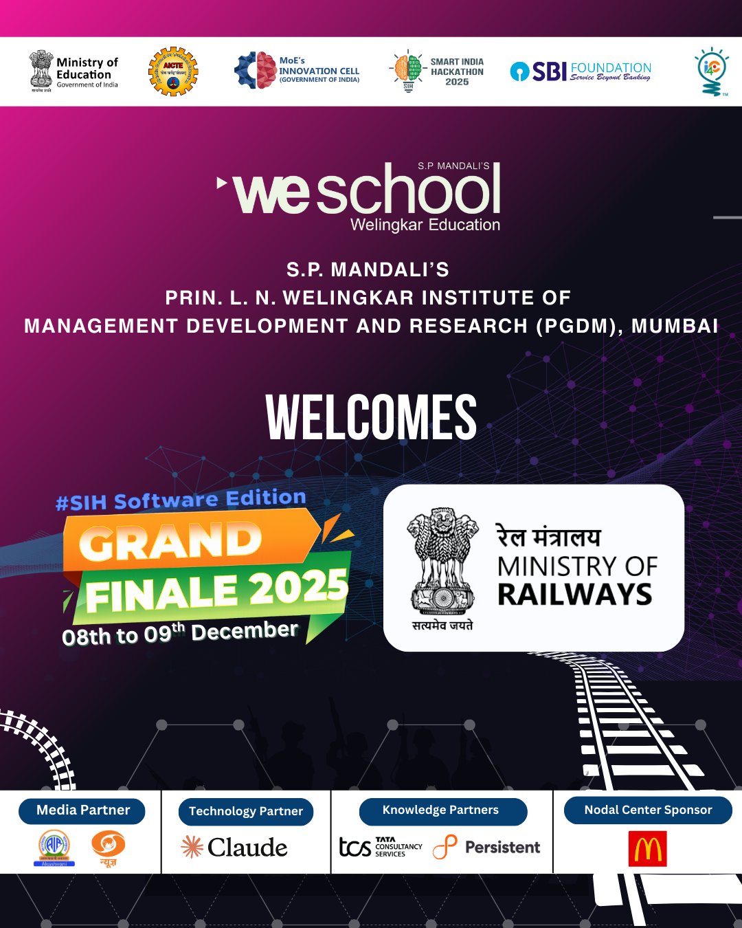 Prin. L.N. Welingkar Institute of Management Development & Research, Mumbai, WeSchool, is proud to announce its commitment to host the 8th edition of the Smart India Hackathon (SIH) National Level Grand Finale